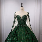 Emerald Green Beaded Corset Bodice Ball Gown - Front View Mannequin Upper