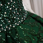Emerald Green Beaded Bodice Sequin Detail Close-up