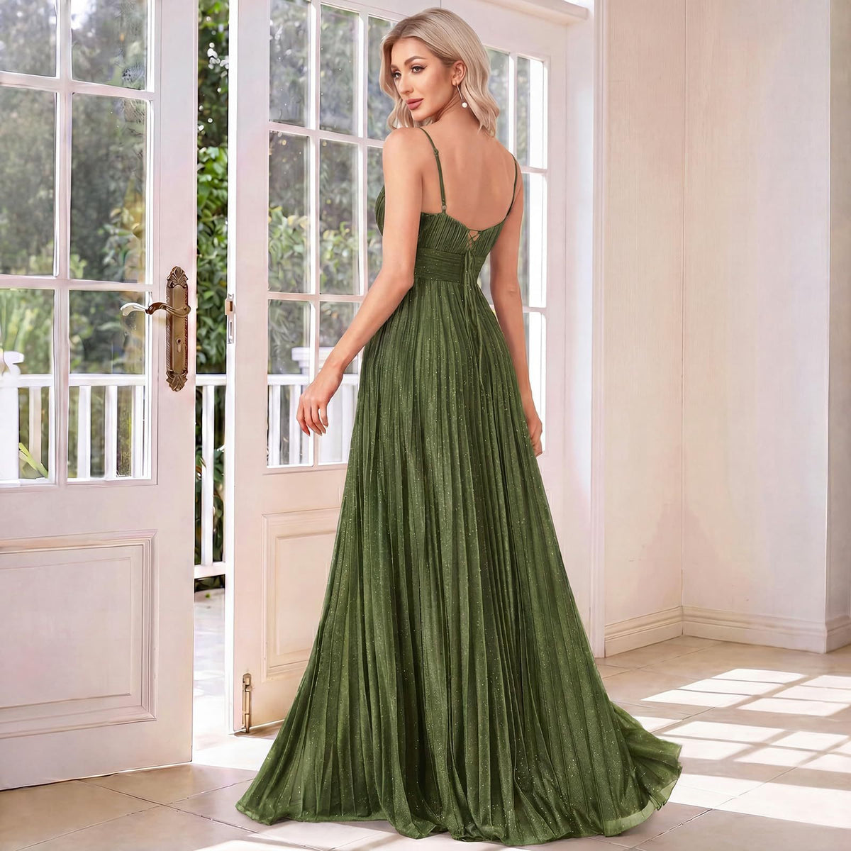 XU00155 - Sage Green Lace-Up Back