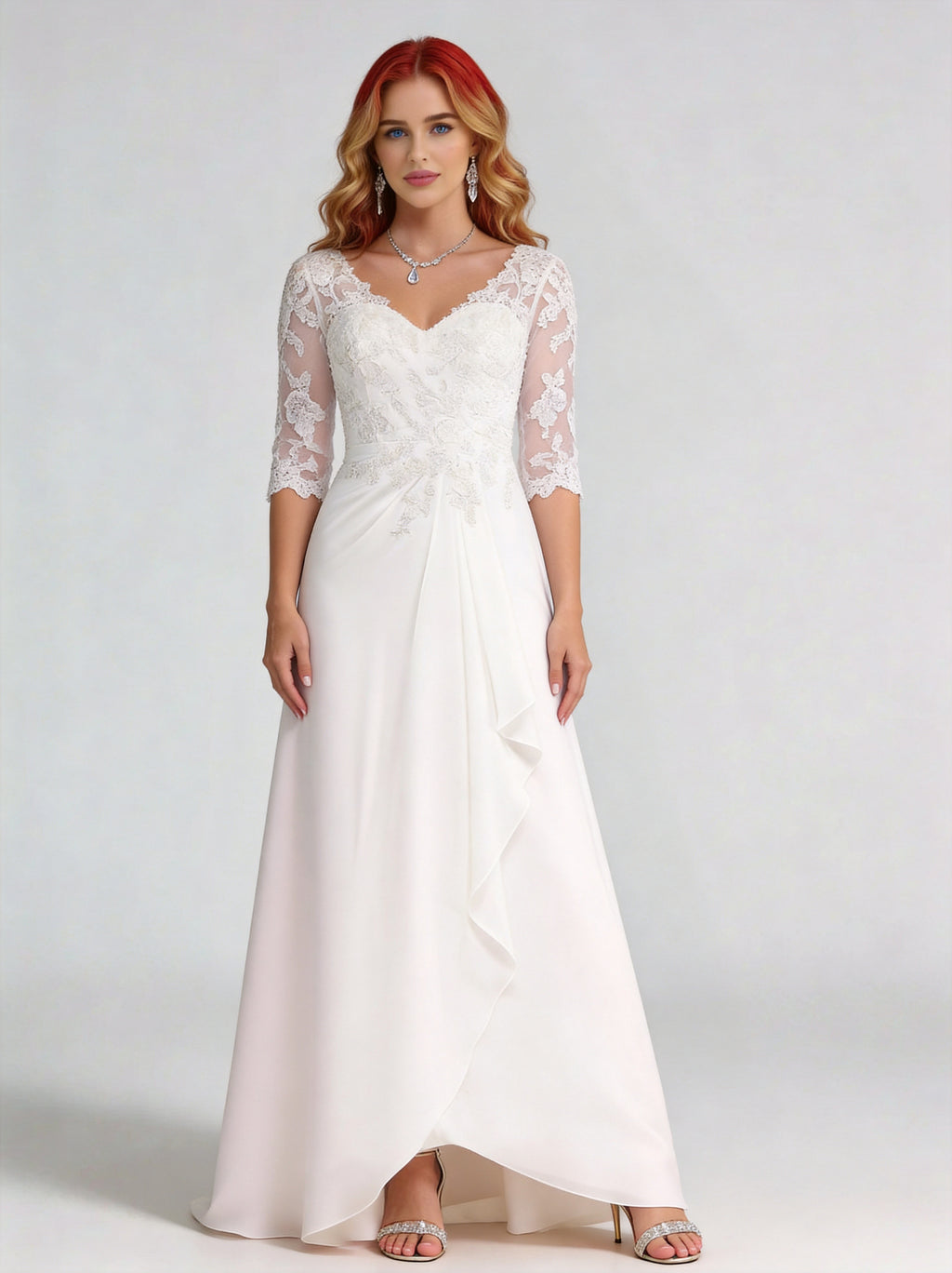 Front view - Lace A-Line Wedding Gown