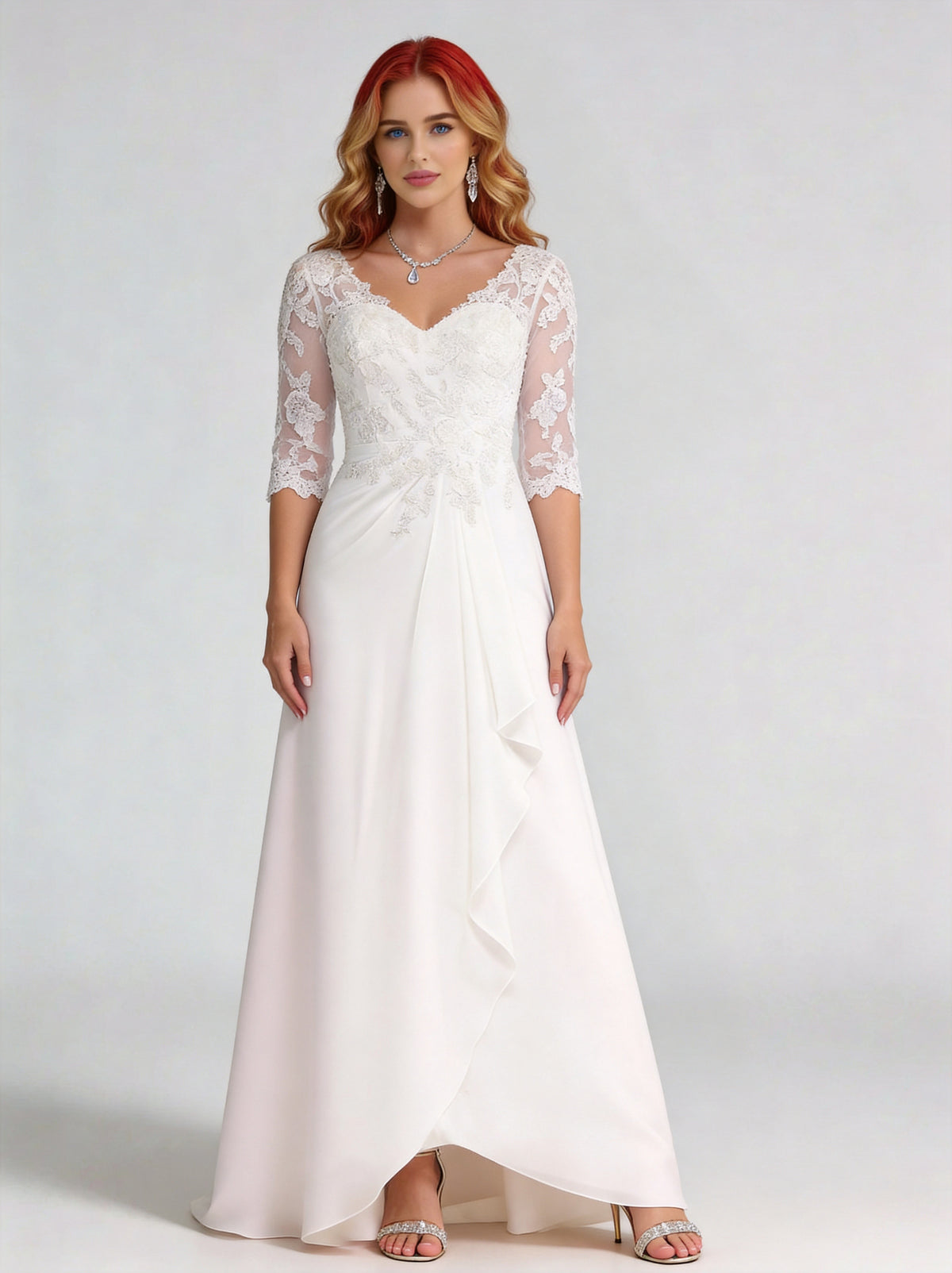 Front view - Lace A-Line Wedding Gown