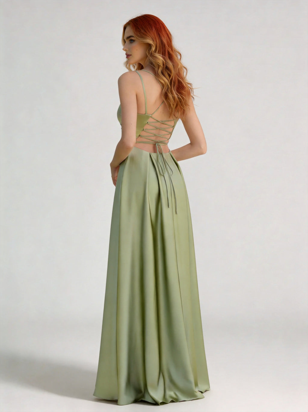 Pleated Sweetheart A-Line Spaghetti Strap Dress with Slit XU00012