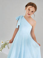 One Shoulder Junior Bridesmaid Dress with Pleated XU00014
