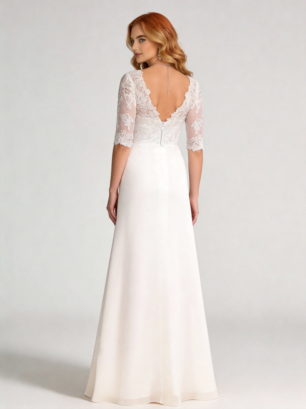 Back view - Lace A-Line Wedding Gown