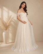 Off-the-Shoulder Strapless Tulle Maternity A-Line Maternity Dresses XU00022