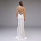 Spaghetti Straps Silk Satin Sheath Wedding Dress XU00023