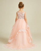 Cute Ball-Gown Flower Girl Dress with Lace Edge Hem XU00032