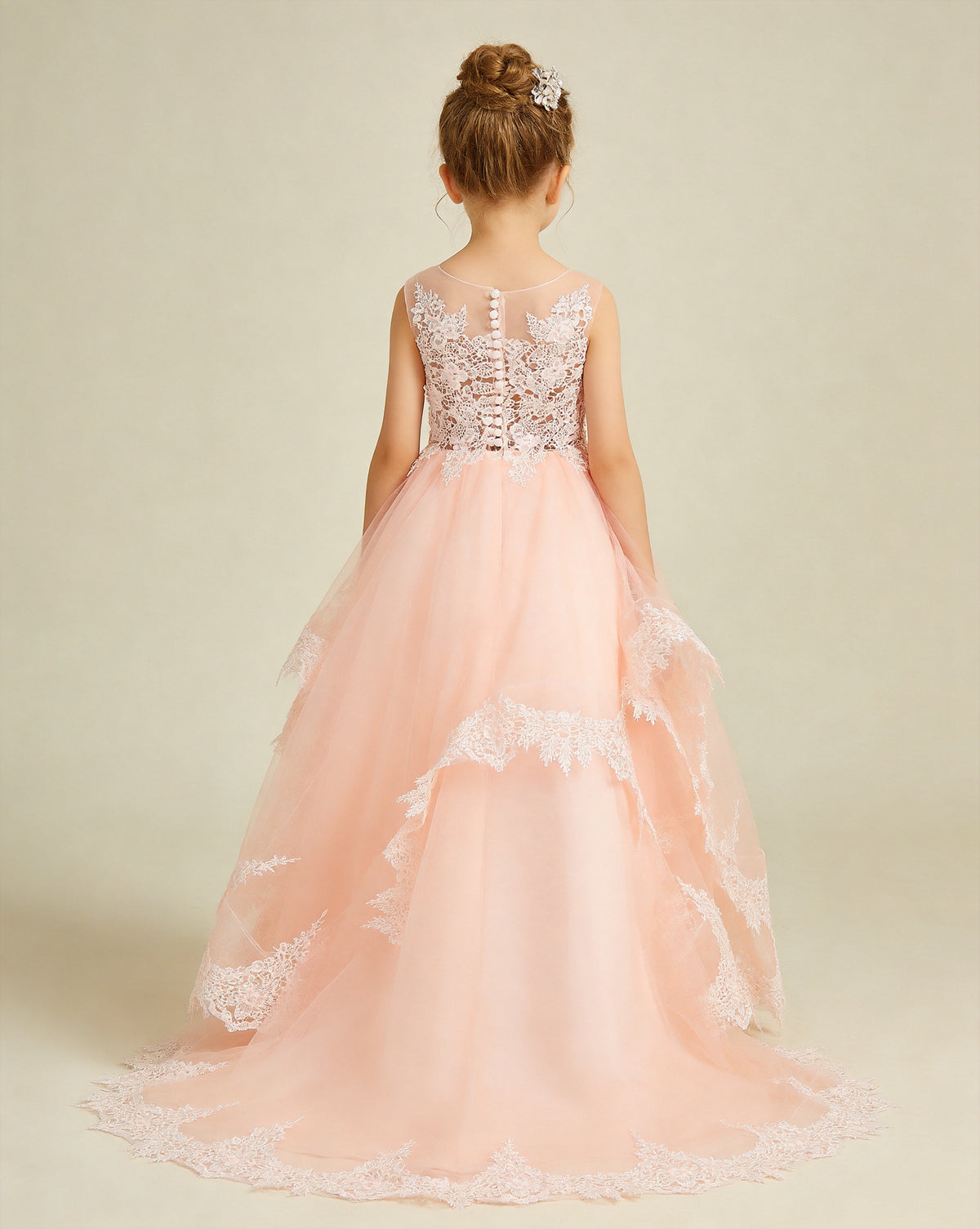 Cute Ball-Gown Flower Girl Dress with Lace Edge Hem XU00032