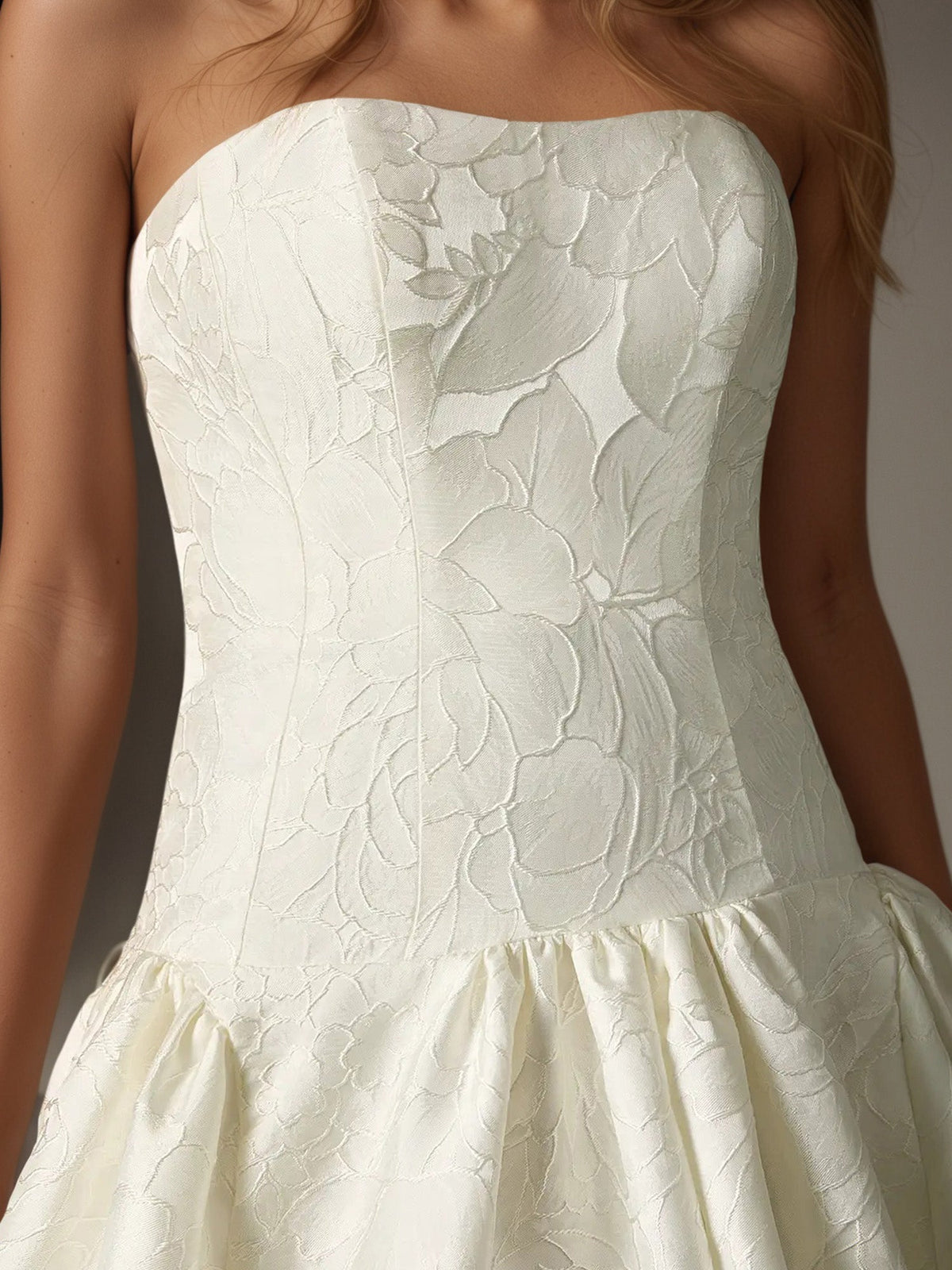Strapless Bodice Jacquard Texture Detail