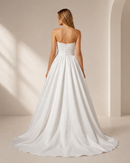 XU00111 Strapless Ruched Bodice Basque Waist Ball Gown Back