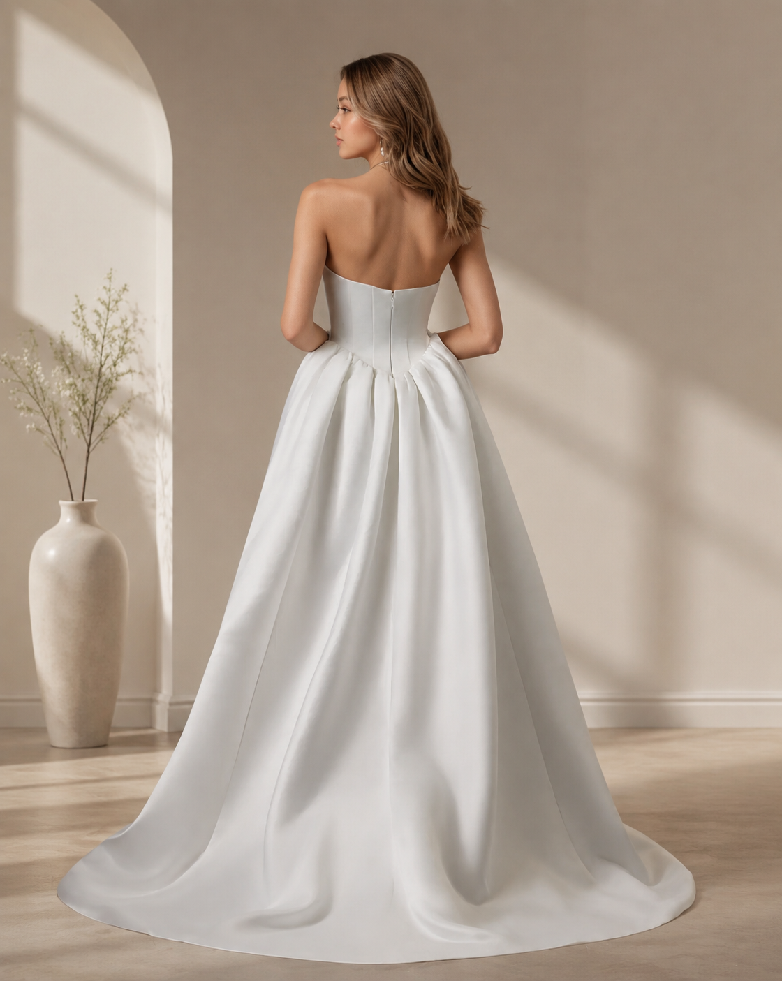 XU00112 Spaghetti Strap Sweetheart Drop-Waist Bubble Ball Gown Back