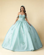 3D Floral Off-the-Shoulder Glitter Tulle Ball Gown XU00036